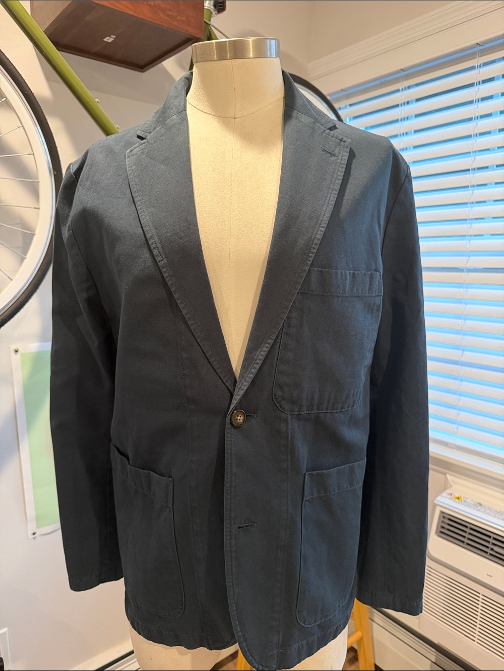 J. Crew Dark Navy Single-Button Cotton Blazer